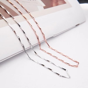 S925 sterling silver minimalist rectangular twist chain necklace in silver and rose gold
