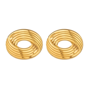 Minimalist 18K gold plated stainless steel oval hoop earrings with spiral twisted texture