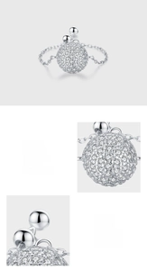 Macro detail of 925 sterling silver chain ring with pave set 5A cubic zirconia stones
