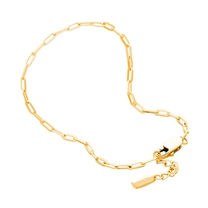 Gold paperclip chain bracelet in stainless steel with lobster clasp and adjustable link