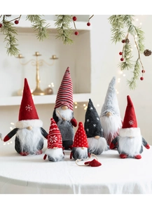 Lot de 7 gnomes de Noël festifs rouges et gris pour la décoration de table de vacances