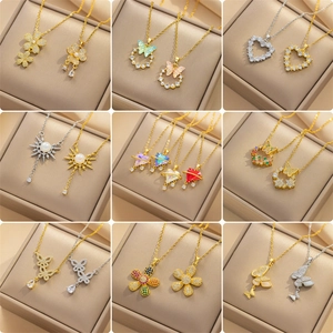 Elegant collection of gold and silver minimalist pendant necklaces with CZ crystal accents.