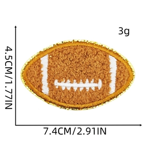 Brown chenille American football patch with gold border for sports apparel DIY