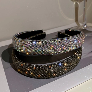 Luxury Rhinestone Headband For Women Sparkling Padded Hairband With Metal Butterfly Faux Artificial Pearl Party Hair Accessories