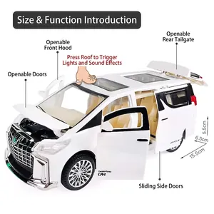 White Toyota Alphard toy car model with opening doors and realistic sound light effects