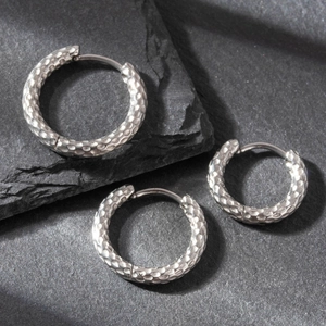 Orecchini A Cerchio Vintage In Acciaio Inossidabile Con Texture Martellata Gioielli Da Piercing Unisex Per Uomo E Donna Stile Retrò