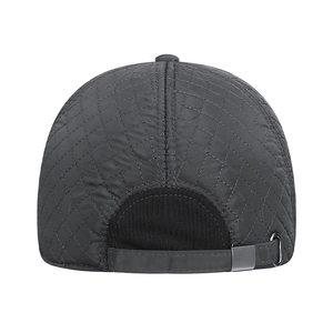 Deep grey quilted winter baseball cap for men with adjustable back strap and warm lining