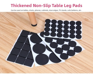 Thick black EVA foam furniture pads in round and square shapes for non-slip chair leg protection
