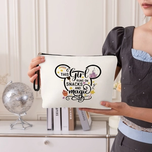 Weiße Mickey Kosmetiktasche aus Segeltuch mit Magic-Print und schwarzer Handschlaufe