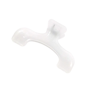 White minimalist resin stationery clip for organizing papers and notebooks on white desk