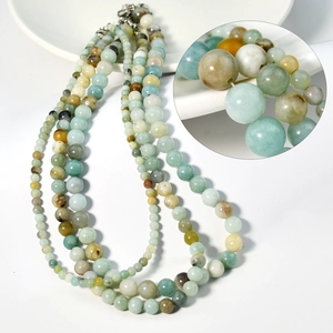 Collier En Perles De Pierre Gemme Amazonite Naturelle Fait Main Vintage Bohème Ras Du Cou Pour Femmes