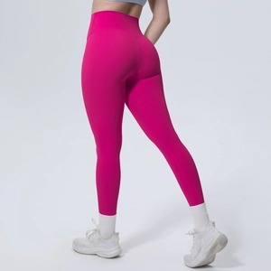 Fitness-Leggings mit hoher Taille in Rosérot mit nahtlosem Push-up-Effekt für Damen