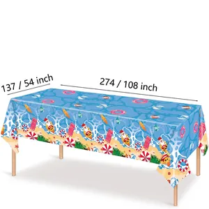 Summer Santa beach party tablecloth with palm leaf design measuring 137x274cm for poolside