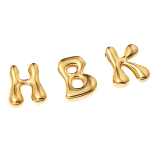 Gold plated 26 initial letter pendants H B K with cubic zirconia for custom necklaces