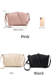 Detailed size guide for the small crossbody bag showing dimensions 20x13x5cm and colors