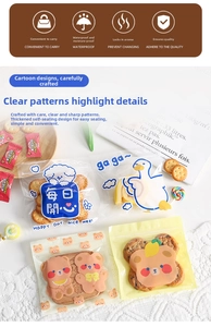 Detail of cute cartoon food bags with thick ziplock seal for cookies and candies