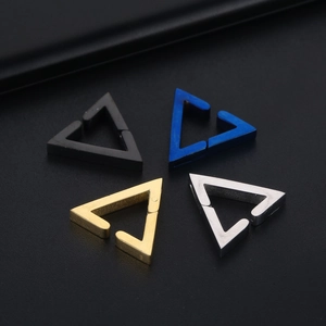 Triangle Hoop Earrings Geometric Stainless Steel Ear Clips Minimalist Punk Jewelry For Men Women