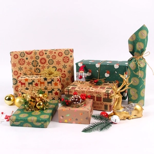Carta Da Regalo Di Natale Kraft Vintage Motivo Renna Babbo Natale Fiocco Di Neve Per Regali Di Feste Fai Da Te
