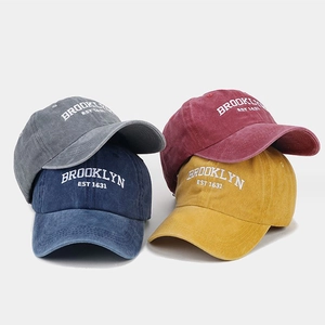 Washed Cotton Baseball Cap Retro Brooklyn EST 1631 Embroidery Curved Brim Adjustable Casual Hat For Men Women