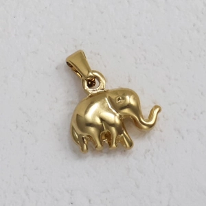 Detailed view of a gold-plated stainless steel elephant charm for DIY jewelry making