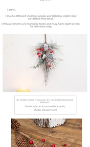 Detailed 75cm Christmas hanging decor with artificial pine needles, cones, and red berries