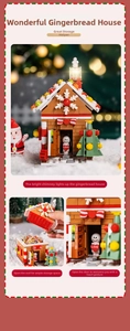 Detailed view of the gingerbread house building block storage box with removable roof