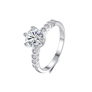 925 silver honeycomb crown ring with 1 carat moissanite and six-prong setting
