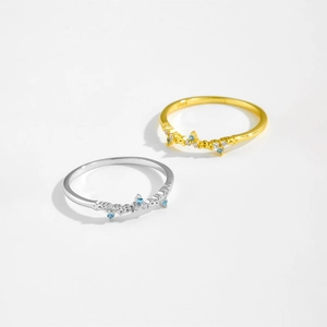 Elegant S925 sterling silver rings with zircon stones in gold and silver finishes