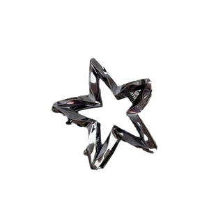 Minimalist dark silver star metal hair claw clip with a sleek polished finish for women