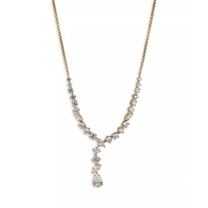 Elegant gold titanium steel Y-shaped necklace with sparkling zircon drop pendant for women