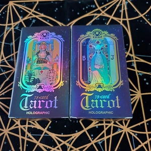 Holographic Tarot Cards Classic Rider Waite Oracle Cards Mystical Divination Game English Spanish Edition