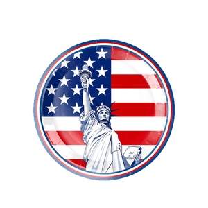 Independence Day paper plate featuring US flag and Statue of Liberty for party decor