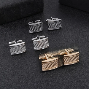 Men Business Cufflinks Alloy Square Geometric Mesh Grid Texture For Formal Shirt Suit Wedding Party Accessories