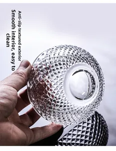 Detail of diamond textured crystal glass jar showing anti-slip exterior and smooth interior