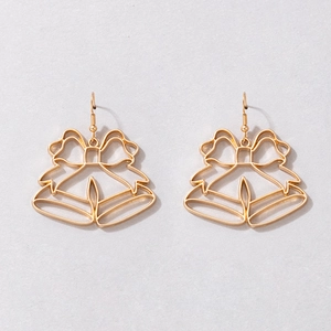 Boucles d'oreilles cloches de Noël dorées évidées au design festif sur fond gris
