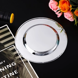 Polished silver stainless steel small round plate for hotel and catering services