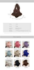 Detailed size specifications for the trendy plush shoulder bag with dimensions