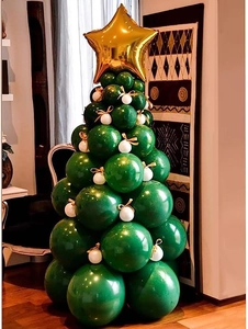 94PCS DIY balloon Christmas tree set with green latex balloons and golden star topper
