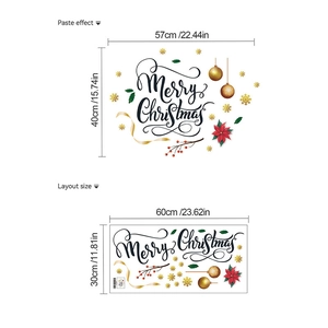 Tableau des tailles pour stickers de Noël montrant la mise en page 60x30cm et l'effet 57x40cm