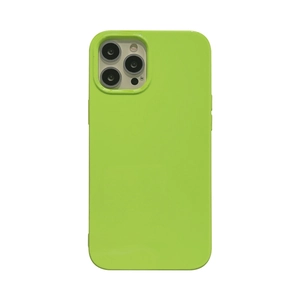 Neon green matte silicone protective case for iPhone 15 Pro Max with camera protection