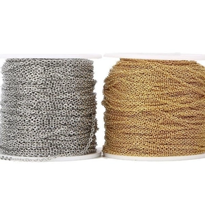 Rolls of gold and silver plated 304 stainless steel flat cross chains for DIY jewelry making