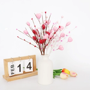 Brins De Baies En Cœur Artificiels Pour La Saint Valentin Branches De Cœur Roses Rouges Pour Décoration De Mariage Composition Florale