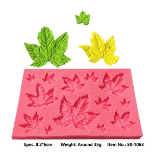 Pink silicone maple leaf mold for DIY fondant cake baking and chocolate crafts