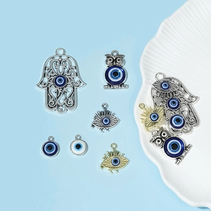 Evil Eye Charms Hamsa Hand Owl Pendants Alloy Enamel DIY Jewelry Making Accessories Turkish Blue Eye Vintage Style