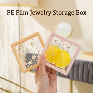 Transparent PE Film Suspension Jewelry Box ABS Frame Portable Floating Display Case For Earrings Rings Necklaces Anti-Oxidation