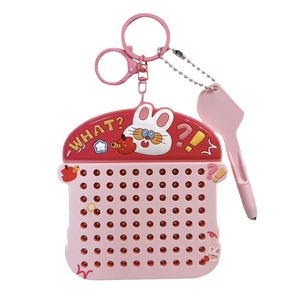 Pink bunny magnetic steel ball drawing board keychain toy for creative stress relief