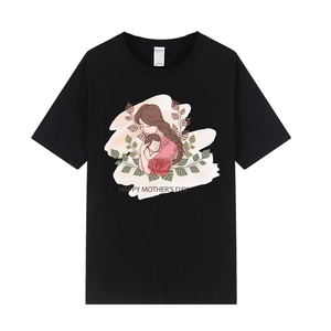 Black Mother's Day t-shirt featuring a hand-drawn mother and child hug illustration