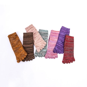 Women's cotton five-finger yoga socks in seven colorful vintage knit color varieties
