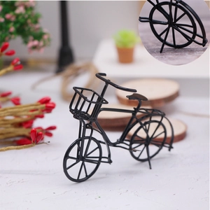 Miniature vintage black metal wire bicycle model for dollhouse decor and photography