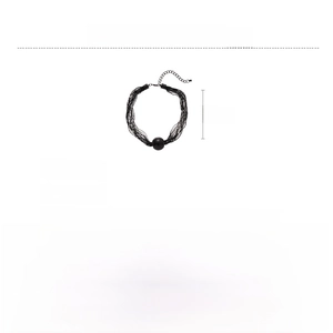 Detailed size specifications for multi-layer black beaded iron chain necklace with dimensions
